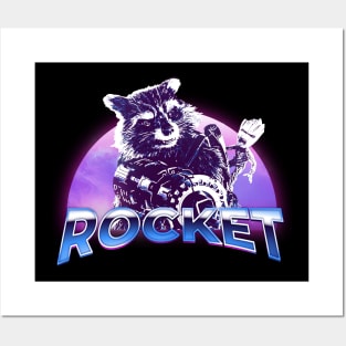 rocket raccoon retrowave Posters and Art